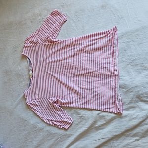 Boden White Pink Striped Short Sleeve Tee Shirt Size 4